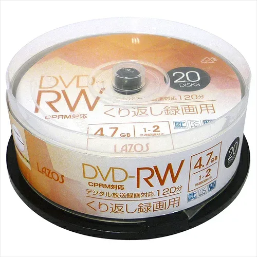 480枚セット(20枚X24個) Lazos 繰返し録画用DVD-RW L-DRW20PX24