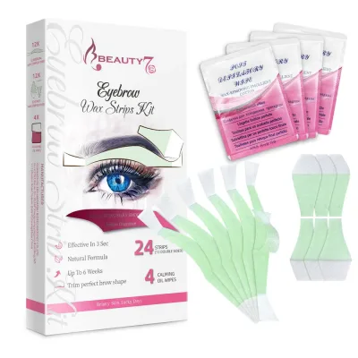 Beauty7 眉毛脱毛シート 12組 24枚 入り まゆ毛用 顔 眉毛 だつもう 口元脱毛ワックスシート 脱毛テープ 敏感肌 除毛 レディース メンズ 兼用(24枚)