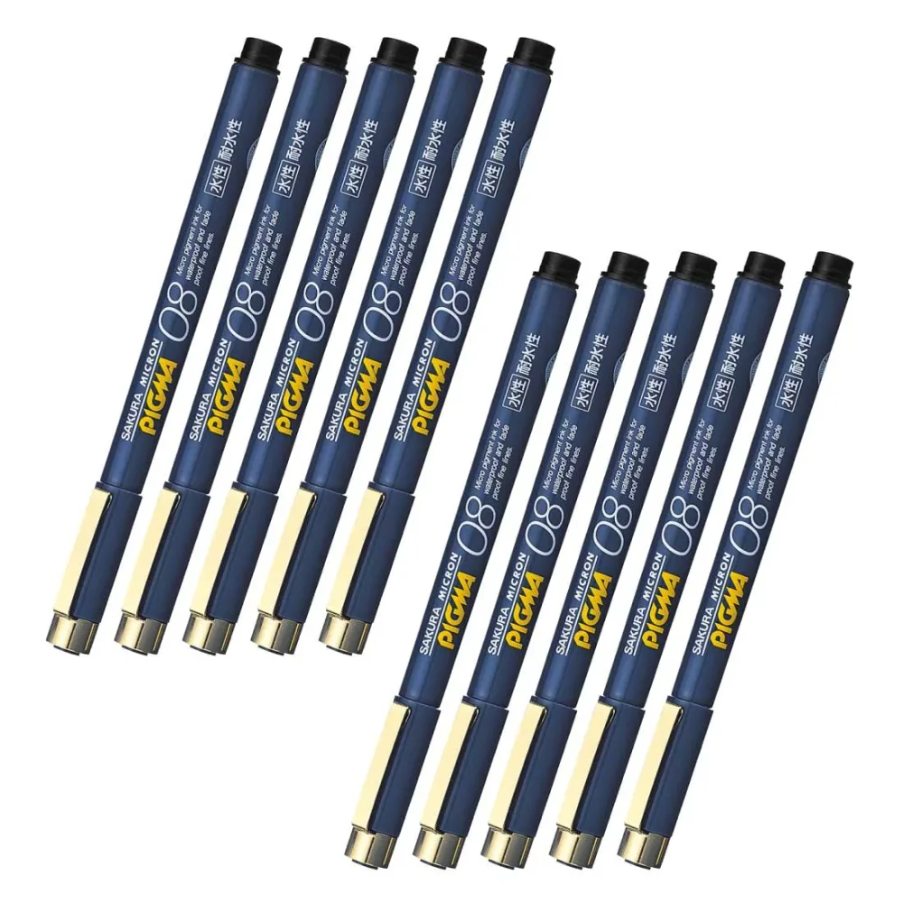 サクラクレパス 水性ペン ピグマ 0.8mm 黒 10本 ESDK08#49-10P