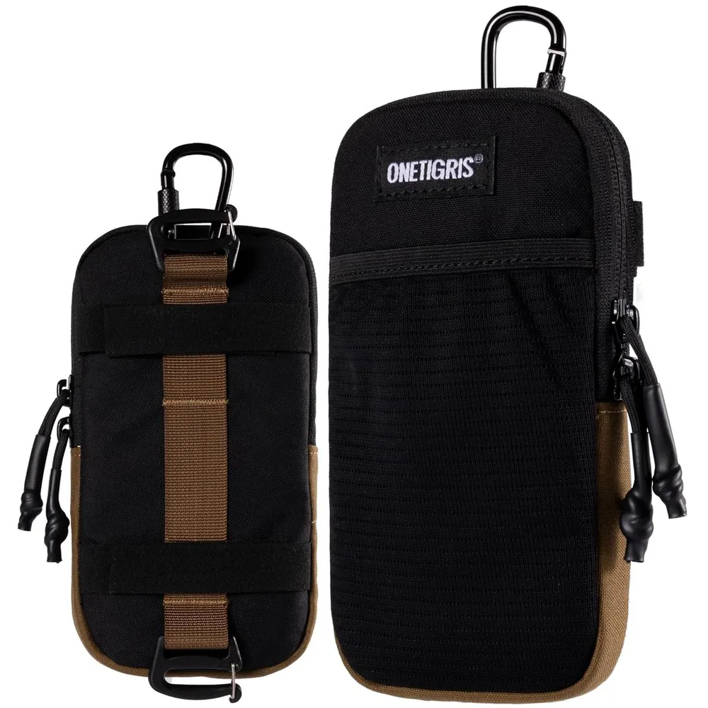 OneTigris スマホポーチ リュック取り付け メンズ 肩紐 腰 ベルト スマホホルダー 17cm pro携帯電話対応 モール カラビナ付