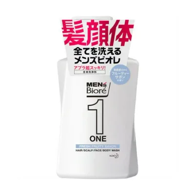 花王 メンズビオレ ONE オールインワン全身洗浄料 清潔感のあるフルーティーサボンの香り 本体 【5個セット】 (4901301350121-5)