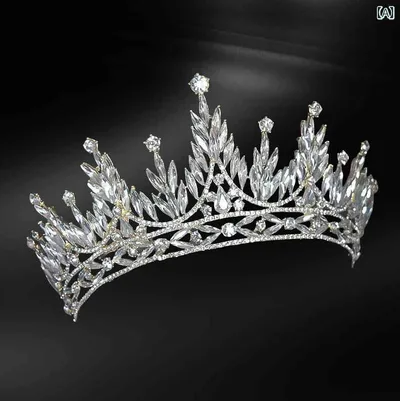 ヘッドドレス レディース ブライダル ウェディング 王冠 クラウン ティアラ ヘアアクセサリー 髪飾り ラインストーン マーキスカット 欧米風 プリンセス クイーン フォーマル イベント 合金製 電気メッキ加工 ゴールド シルバー マルチカラー