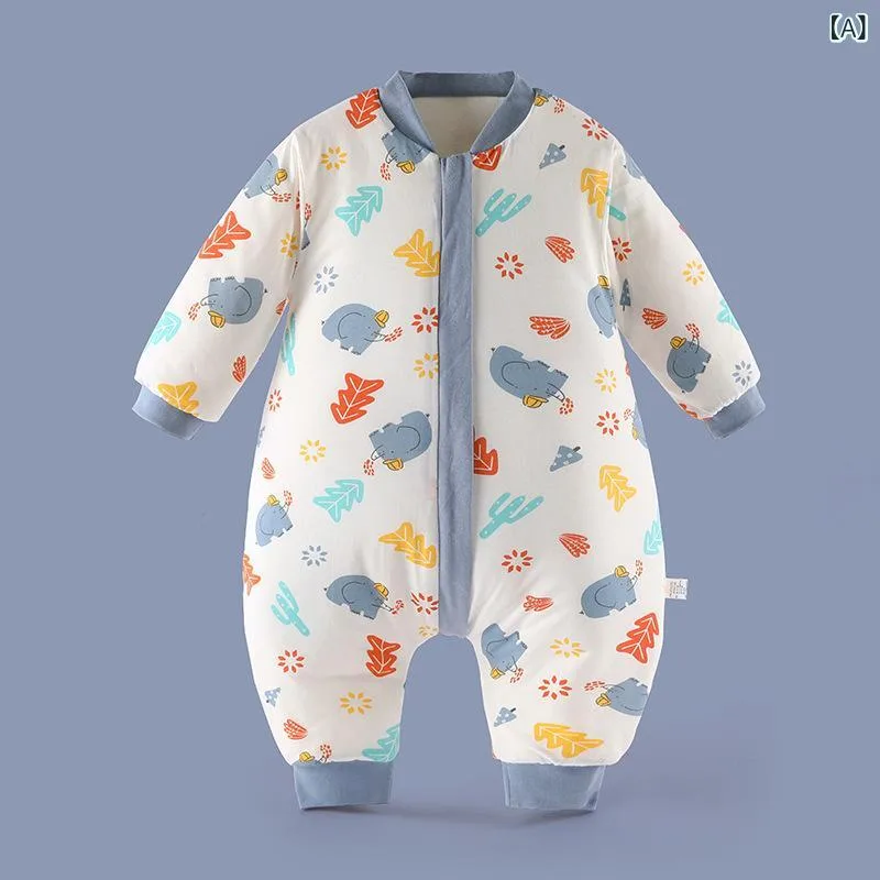 スリーパー ベビー 赤ちゃん 新生児 子供 足分離型 足つき 秋冬用 極厚 超厚手 暖かい 防寒 綿 純綿 寝冷え防止 キック防止 安眠 快適 恒温機能