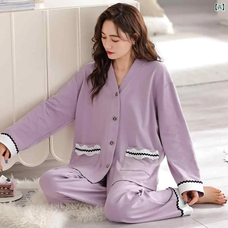 パジャマ レディース 秋冬 コットン 長袖 ロングパンツ 襟付き 部屋着 かわいい キャラクタープリント 前開き 通気性 伸縮性 快適 リラックス 柔らか素材