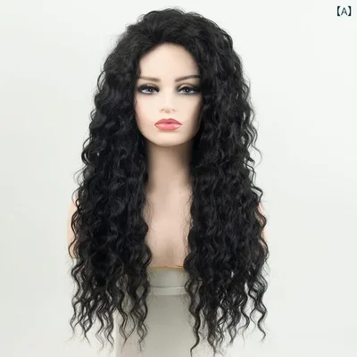 ウィッグ 男女兼用 欧米風 エキゾチック ロングカール ディープウェーブ ロング巻き髪 ボリューム感 ふんわり 自然な仕上がり 斜め前髪 マシンメイド 人工毛 高品質化繊 フルウィッグ 普段使い おしゃれ イメチェン ファッション