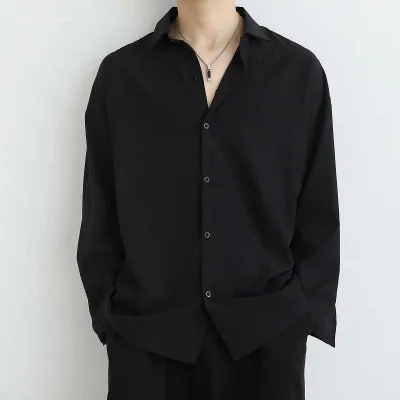 シャツ メンズ 長袖 春夏 接触冷感 薄手 形態安定 無地 トップス ゆったり カジュアル おしゃれ 高級感