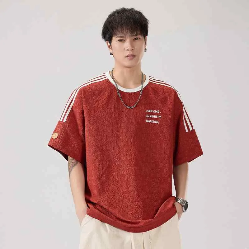 Tシャツ メンズ 接触冷感 吸汗速乾 シアサッカー 半袖 カットソー クルーネック プルオーバー トップス ルーズ ゆったり プリント 通気性 軽量 薄手 カジュアル 春夏