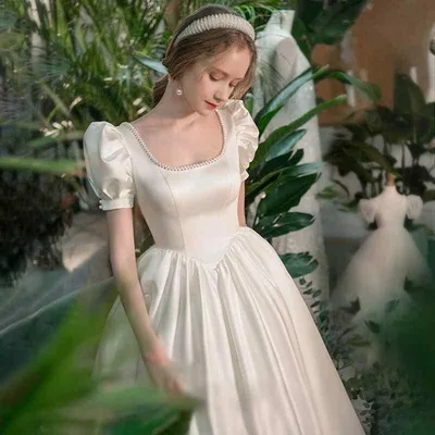 ワンピース レディース ウエディングドレス カジュアル Aライン 長袖 ミモレ丈 結婚式 二次会 前撮り 発表会 演奏会 お呼ばれ パーティー おしゃれ かわいい 上品 清楚 白