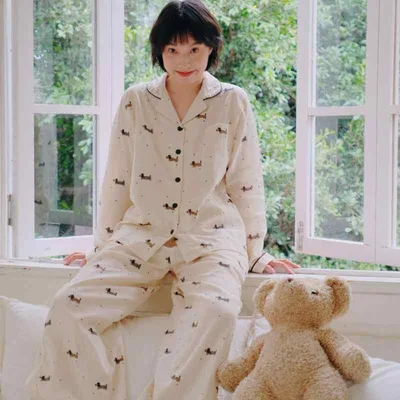 パジャマ レディース 春秋 二重ガーゼ 長袖 長ズボン ルームウェア 前開き 綿 部屋着 通気性 ゆったり 快適 カジュアル