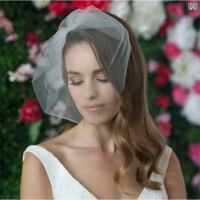 ベール レディース ショート ヘッドドレス コーム付き チュール 2層 ウェディング 結婚式 花嫁 二次会 ブライダル 挙式 披露宴 前撮り 髪飾り ヘアアクセサリー レース 無地 シンプル