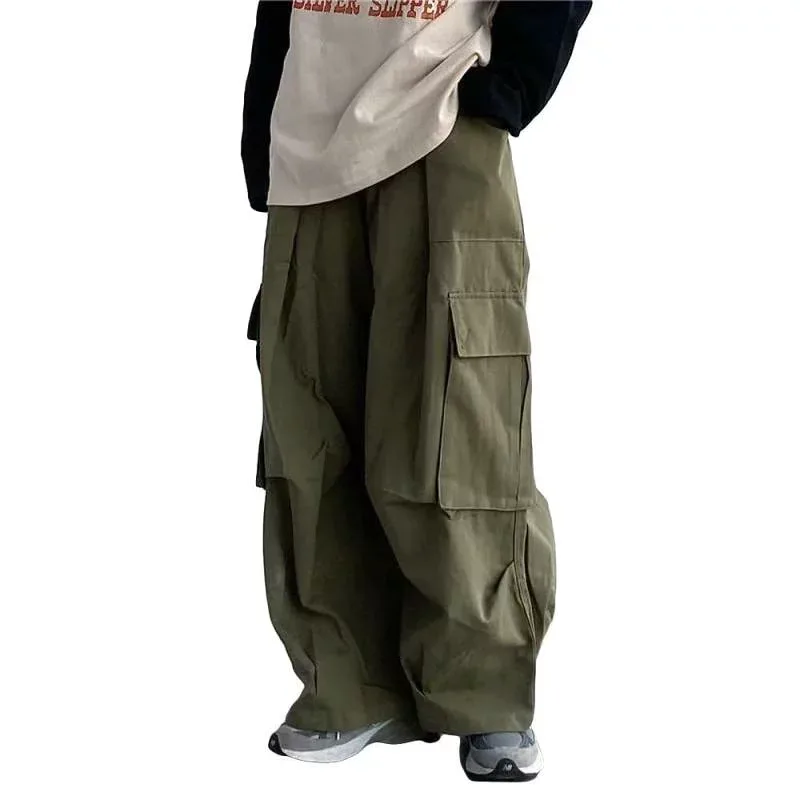 Uroi カーゴパンツ レディース ワイドパンツ ビッグサイズ ストレートパンツ カジュアル ロングパンツ ゆったり バギーパンツ 体型カバー パンツ 春 夏 秋