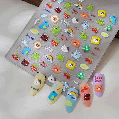 ネイルシール キッズ 子供 女の子 かわいい 動物 クマ 虹 ハート 簡単 貼るだけ ネイルステッカー ネイルアート 超薄型 爪デコレーション