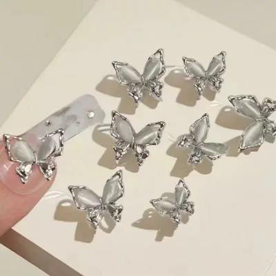 ネイルパーツ レディース 立体 蝶々 バタフライ 猫眼石 キャッツアイ 合金 メタルパーツ デコパーツ DIY ジェルネイル ネイルアート アクセサリーパーツ