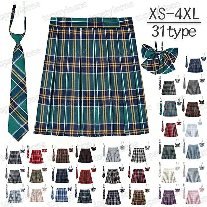 制服 学生スカート 3点セット 蝶結び+ネクタイ+プリーツスカート チェック柄 女子高生 レディース 高校生 お受験 結婚式 発表会 ジュニア フォーマル 20タイプ 送料無料