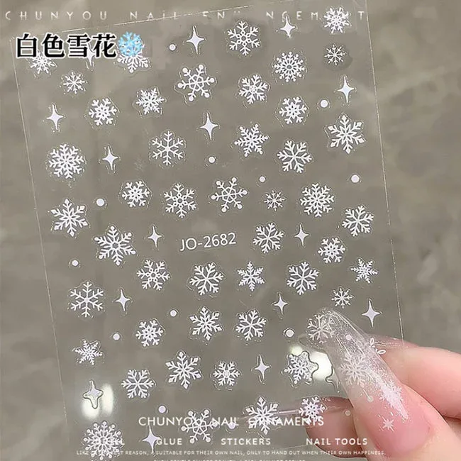 【台紙なし】ネイルシール 白色雪花 雪の結晶 JO2682 デコシール ネイル ステッカー