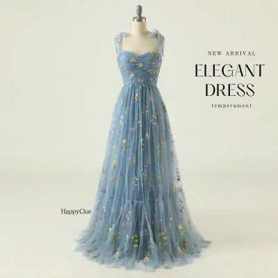パーティードレス レディース 結婚式 ドレス カラードレス 青 プリンセスライン Aライン 花刺繍 イブイングドレス ロングドレス 演奏会 ピアノ発表会 ドレス 花嫁 ウエディングドレス 二次会 フォーマル 成人式 コンサート 前撮りドレス おしゃれ フォトウェディング撮影