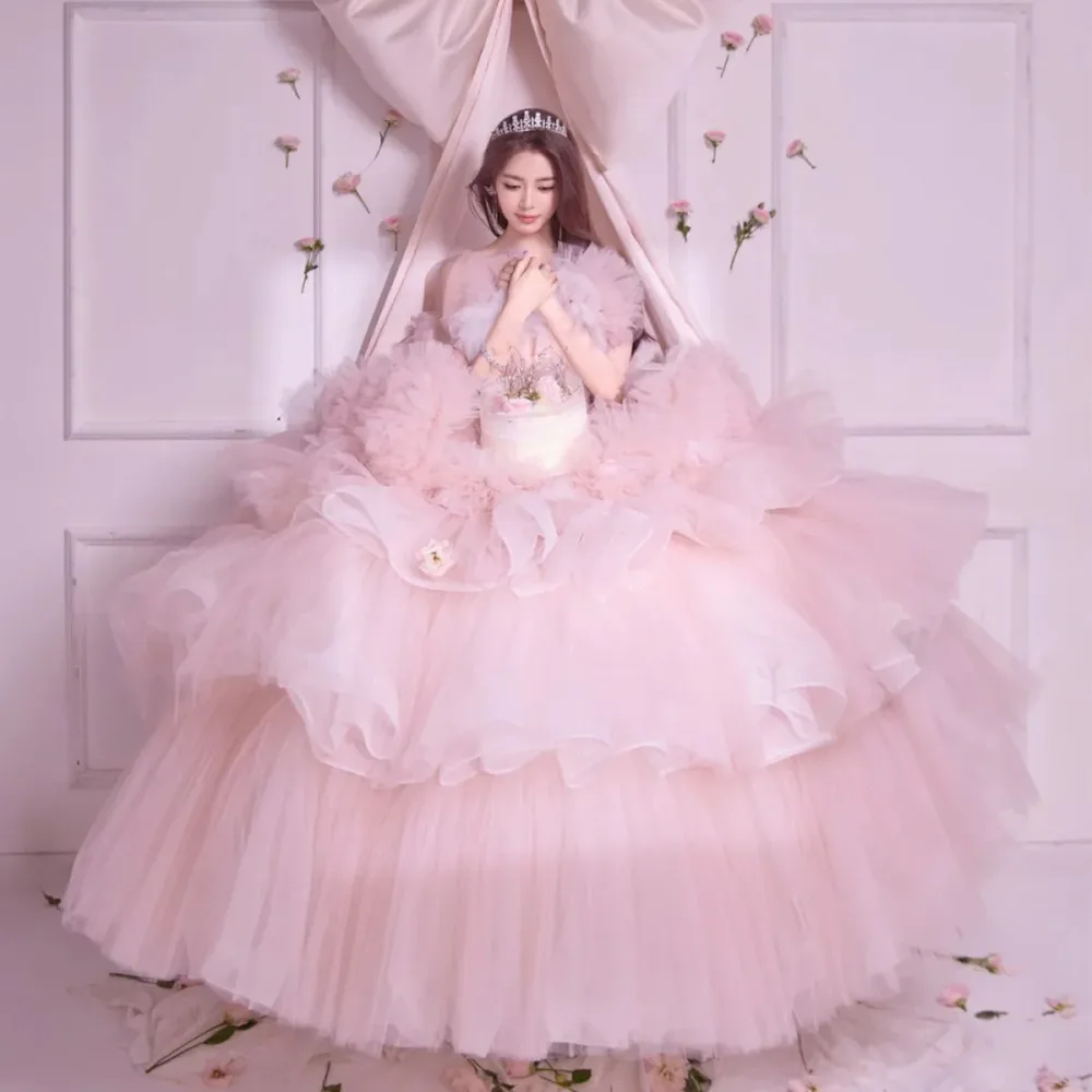 カラードレス プリンセスドレス お姫様 ピンク パーティードレス お誕生日会 ロングドレス ウェディングドレス 二次会 ドレス 成人式 イブイングドレス フォーマル コンサート 礼服 ピアノ演奏会 発表会 ドレス 結婚式 前撮り 花嫁ドレス 可愛い フォトウェディング撮影