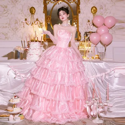 パーティードレス プリンセスライン お姫様 カラードレス ピンク 可愛い ウエディングドレス 前撮り ドレス 結婚式 二次会ドレス ロングドレス 成人式 コンサート 礼服 ピアノ演奏会 ドレス 発表会 フォーマル おしゃれ 誕生日 フォトウェディング撮影 花嫁かわいい 前撮り