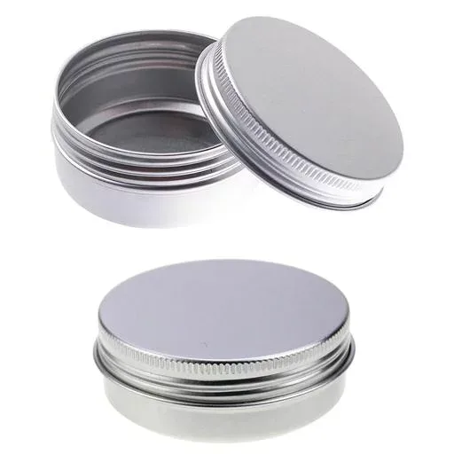Stoooduoアルミ 缶 クリームケース 25ml 2個セット 小分け容器 詰め替え容器 交換用容器 持ち運びが容易 旅の必需品 丸型 シルバー