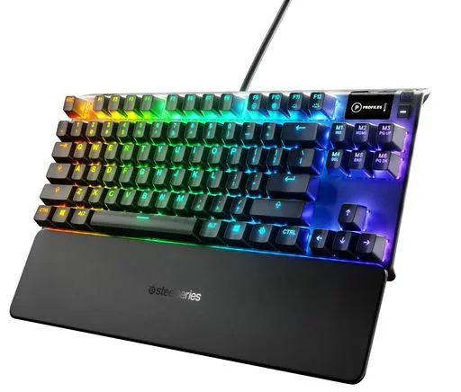 SteelSeries ゲーミングキーボード テンキーレス 赤軸 有線 英語配列 有機ELディスプレイ搭載 Apex 7 TKL US Red Switch 64646