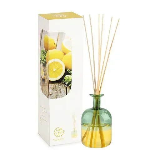 Thaleia Veil リードディフューザー ガラス バイカラー フラワーベース 花瓶 グリーンxイエロー Lemon レモンブレンド