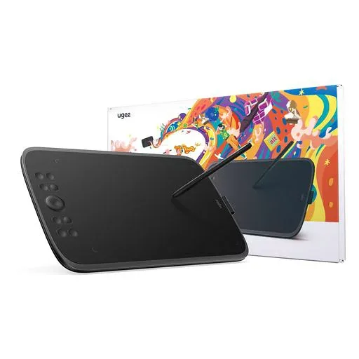 UGEE ペンタブ M908 ペンタブレット 10x6.25インチ 16384レベル筆圧 60°傾き検知 板タブ スクロールホイール+ショートカットキー8個 スマホ対応 9.3mm厚さ 描画領域切り替え機能 イラスト お絵描…