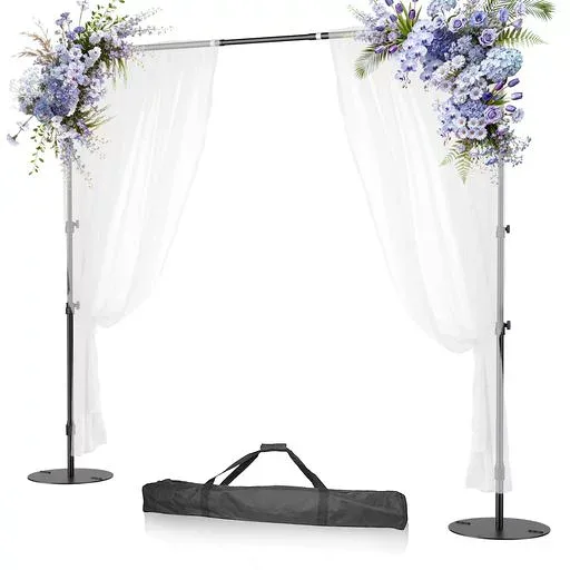 EMART 背景スタンド 撮影用背景バナースタンド 210x304cm グリーンバックスタンド 伸縮式 幅高さ調節可能 アルミ製 円型ベース-ブラック