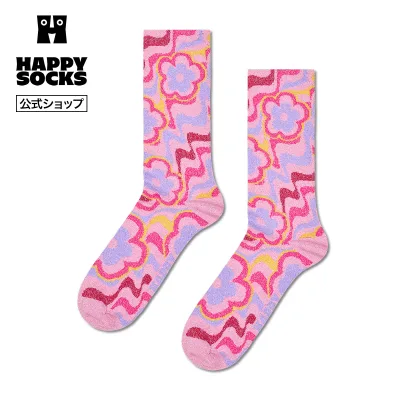 Happy Socks 公式 クルー丈 ソックス フローウィー フラワー / ハッピーソックス ソックス 靴下 メンズ レディース ユニセックス ギフト プレゼント 柄 オシャレ