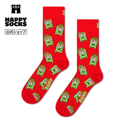 Happy Socks 公式 クルー丈 ソックス スメリーフライドポテト / ハッピーソックス ソックス 靴下 メンズ レディース ユニセックス ギフト プレゼント 柄 オシャレ キャラクター