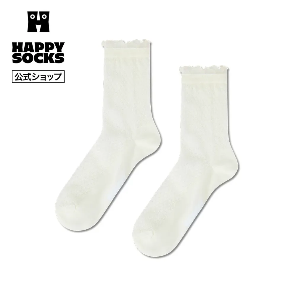 Happy Socks 公式 ミニ丈 ソックス ミニ ダイヤモンド / ハッピーソックス ソックス 靴下 メンズ レディース ユニセックス ギフト プレゼント 柄 オシャレ ミニソックス ダイヤ柄 デザインソックス ホワイト
