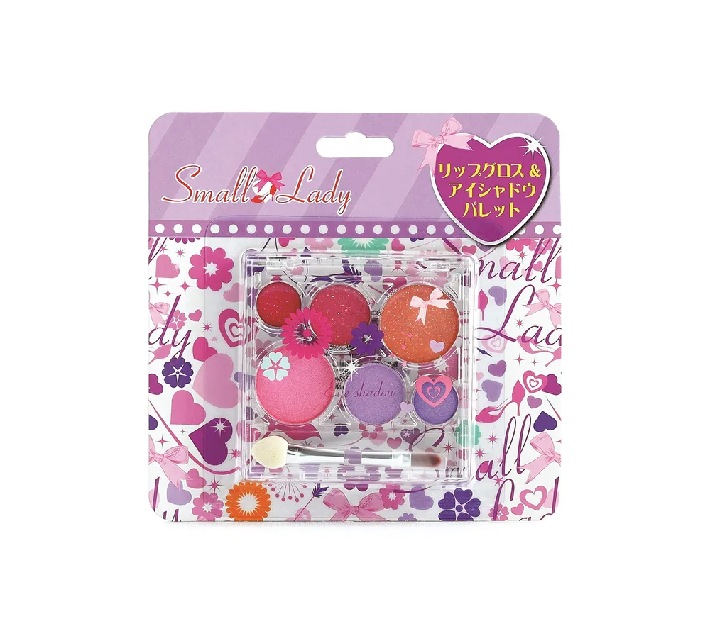 キッズコスメ アイシャドウパレット リップグロス セット 6歳以上 子供用 メイクパレット 3色アイシャドウ 3色リップグロス付き お化粧セット パープル かわいい プレゼント ギフト 誕生日