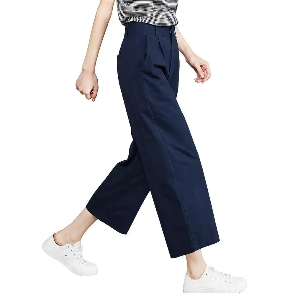 ワイドパンツ レディース クロップド丈 ハイウエスト テーパードパンツ カーブパンツ タックパンツ カジュアル 着痩せ 体型カバー きれいめ 薄手 ボ ロングパンツ ゆったり 通気性 通勤 通学