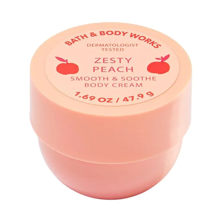 バスアンドボディワークス ゼスティピーチ トラベルサイズ スムース&スーズ ボディクリーム 48g Bath & Body Works Zesty Peach Travel Size Smooth & Soothe Body Cream 1.69 oz / 47.9 g 【お取り寄せ商品】