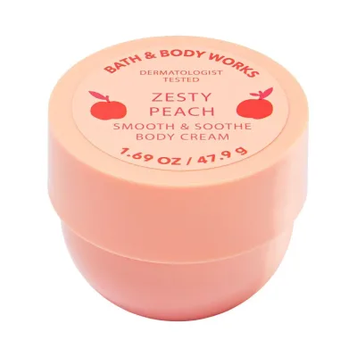 バスアンドボディワークス ゼスティピーチ トラベルサイズ スムース&スーズ ボディクリーム 48g Bath & Body Works Zesty Peach Travel Size Smooth & Soothe Body Cream 1.69 oz / 47.9 g 【お取り寄せ商品】