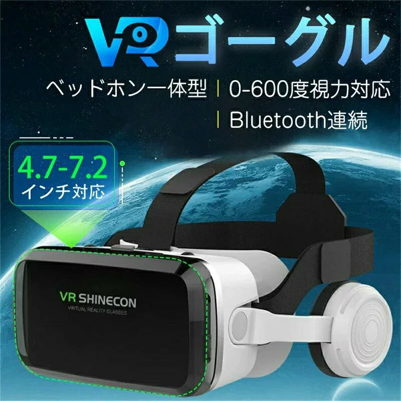 600度近視適用 眼鏡 ゲーム 受話 120°視野 非球面光学レンズ VRメガネメガネ対応 スマホ用 軽量