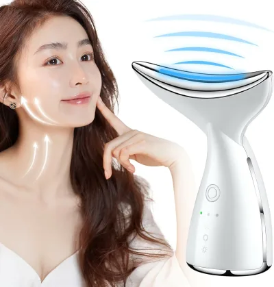 保湿 美肌 シワ改善 小顔マッサージー 美容グッズ USB充電式 自宅用美容器 LED光エステ ems微電流導入 イオン 超音波 温冷機能 1台多役 リフトアップ 自宅エステ フェイシャルネックケア 美顔器