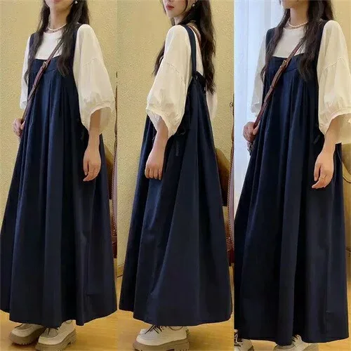 サロペット ロング ジャンパースカート ジャンスカ ワンピース キャミワンピース カジュアル 脚長効果 上品 ネイビー 紺 レディース 春 夏 秋 冬 大人 30代 40代 50代 シーズンレス 通勤 お