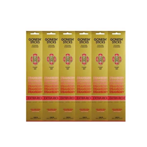 ★ネコポス送料無料★ GONESH INCENSE STICK STRAWBERRY 6PCS / ガーネッシュ インセンス スティック ストロベリー 6個セット(120本)/ Room Fragrance お香