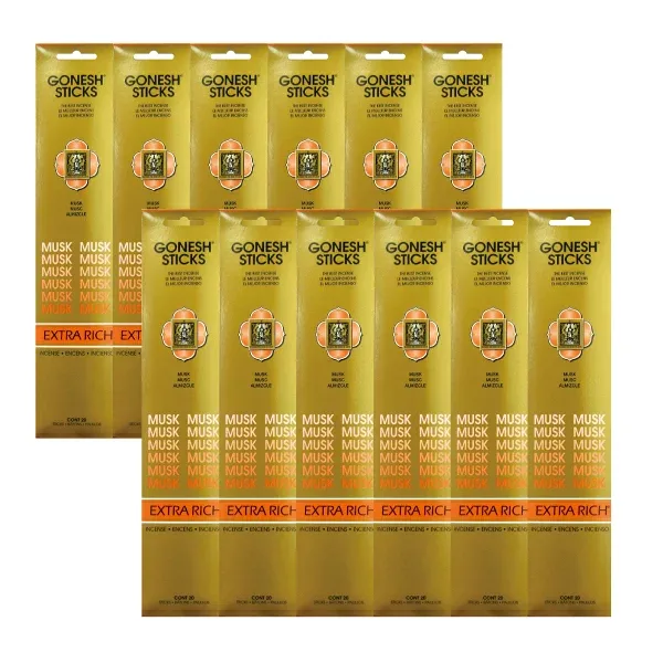 GONESH INCENSE STICK MUSK 12PCS / ガーネッシュ インセンス スティック ムスク 12個セット(240本) / Room Fragrance お香