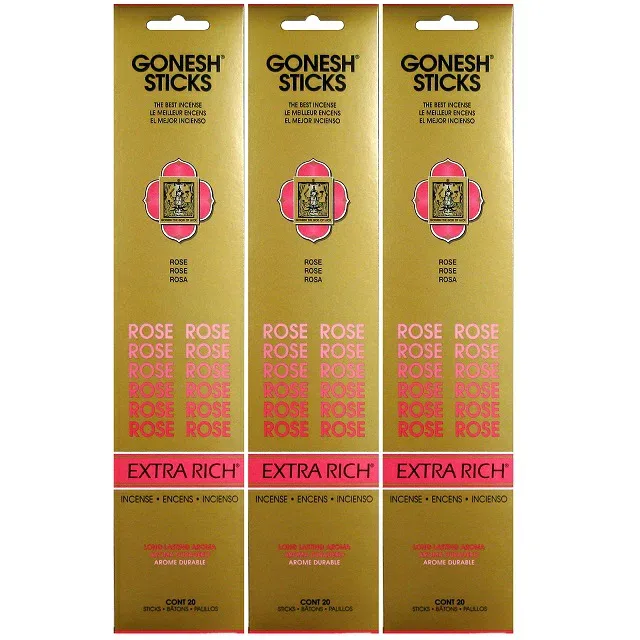 ★ネコポス送料無料★ GONESH INCENSE STICK ROSE 3PCS / ガーネッシュ インセンス スティック ローズ 3個セット / Room Fragrance お香