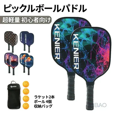 ピックルボール パドル 初心者 中級者 グラスファイバー表面 ラケット*2個 ボール4個付き 収納バック インドア/アウトドア 最高のピック