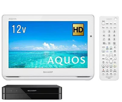 【中古】(新古品・未使用品) シャープ ポータブル液晶テレビ ハイビジョン 防水 ワイヤレス設計 AQUOS ホワイト 12V型 2T-C12AF-W