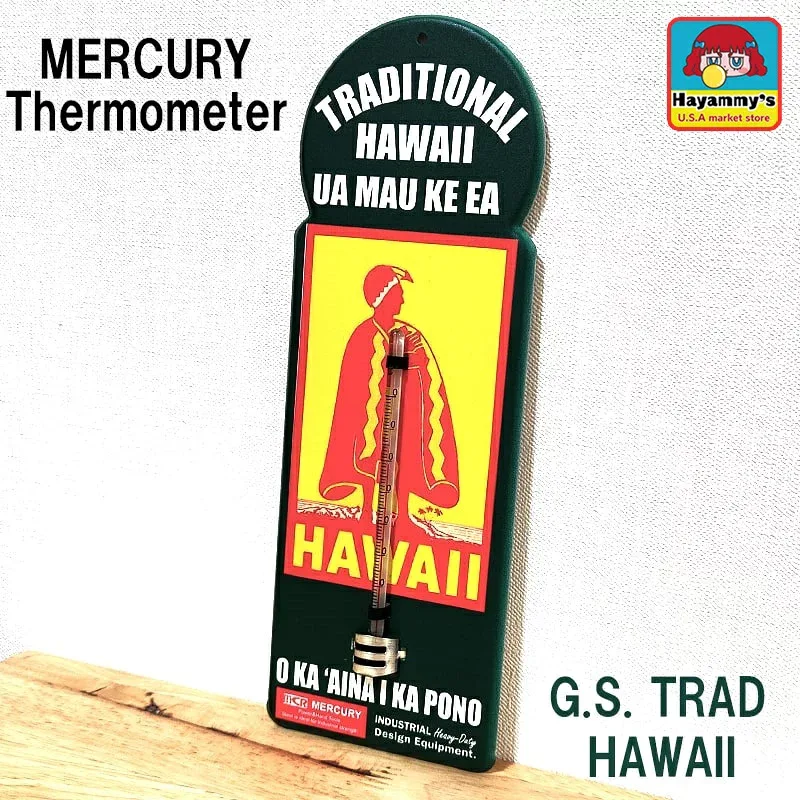 ブリキ看板 温度計 ハワイ おしゃれ サーモメーター マーキュリー MERCURY G.S. TRAD HAWAII アメリカン レトロ 雑貨 かわいい 珍しい 壁掛け インテリア 店舗
