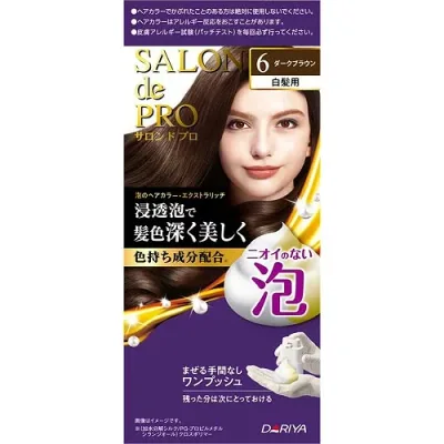 サロンドプロ 泡のヘアカラー・エクストラリッチ(白髪用)6 ダークブラウン 【50g+50g】(ダリヤ)