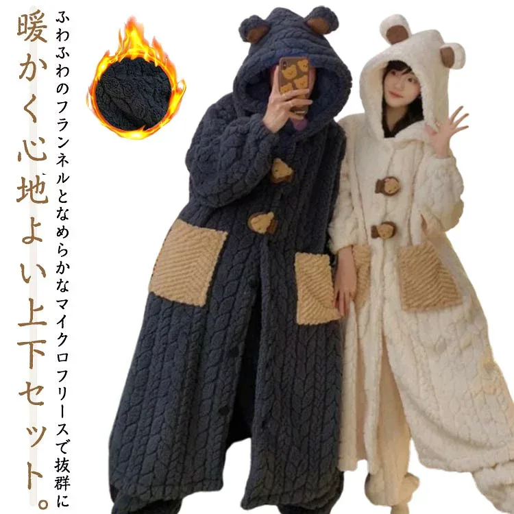 【★最大600円OFF】 ペア メンズ 上下セット 厚手 もこもこ パジャマ ペア 秋冬 裏起毛 ルームウェア レディース パジャマ おしゃれ マイクロファイバー 寝間着 ナイトガウン 部屋着 長袖 ペアルック ルームウェア 結婚 お祝い プレゼント