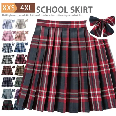 制服 女子高生 学生服 スクール スカート ボウタイ付き 2点セット プリーツスカート レディース 高校生 中学生 通学 TATOYA 大人 キッズ コスチューム JK制服 衣装 仮装 女子制服 文化祭 発表会 お受験 大きいサイズ タータンチェック オールシーズン 丈43cm 2点で