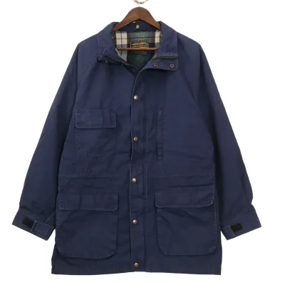 90年代 Eddie Bauer エディーバウアー 黒タグ マウンテンパーカー ネイビー (メンズ L) 中古 古着 A1028