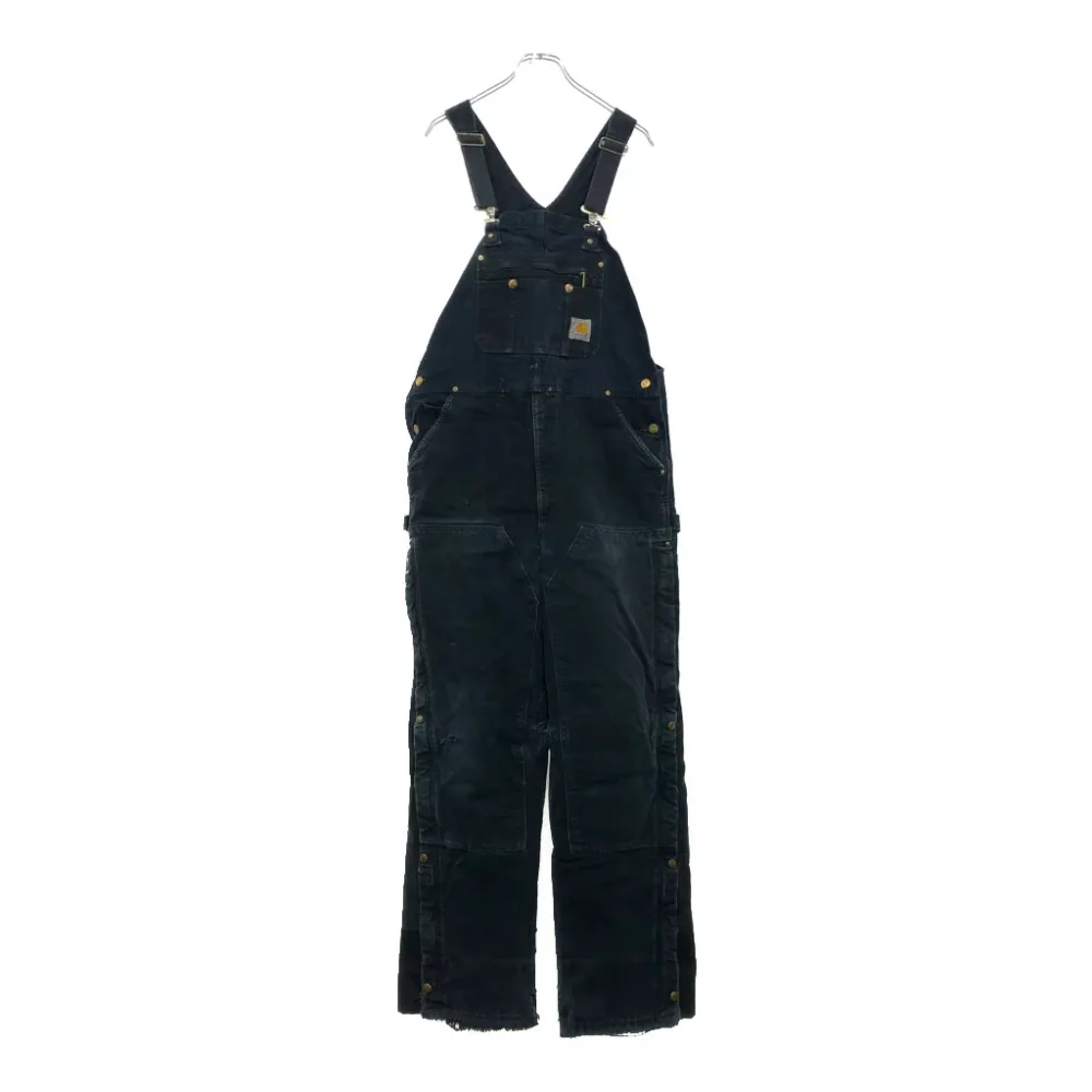 Carhartt カーハート 中綿 ダック ダブルニー ビブオーバーオール ブラック(メンズ W38 L34)中古 古着 V0434