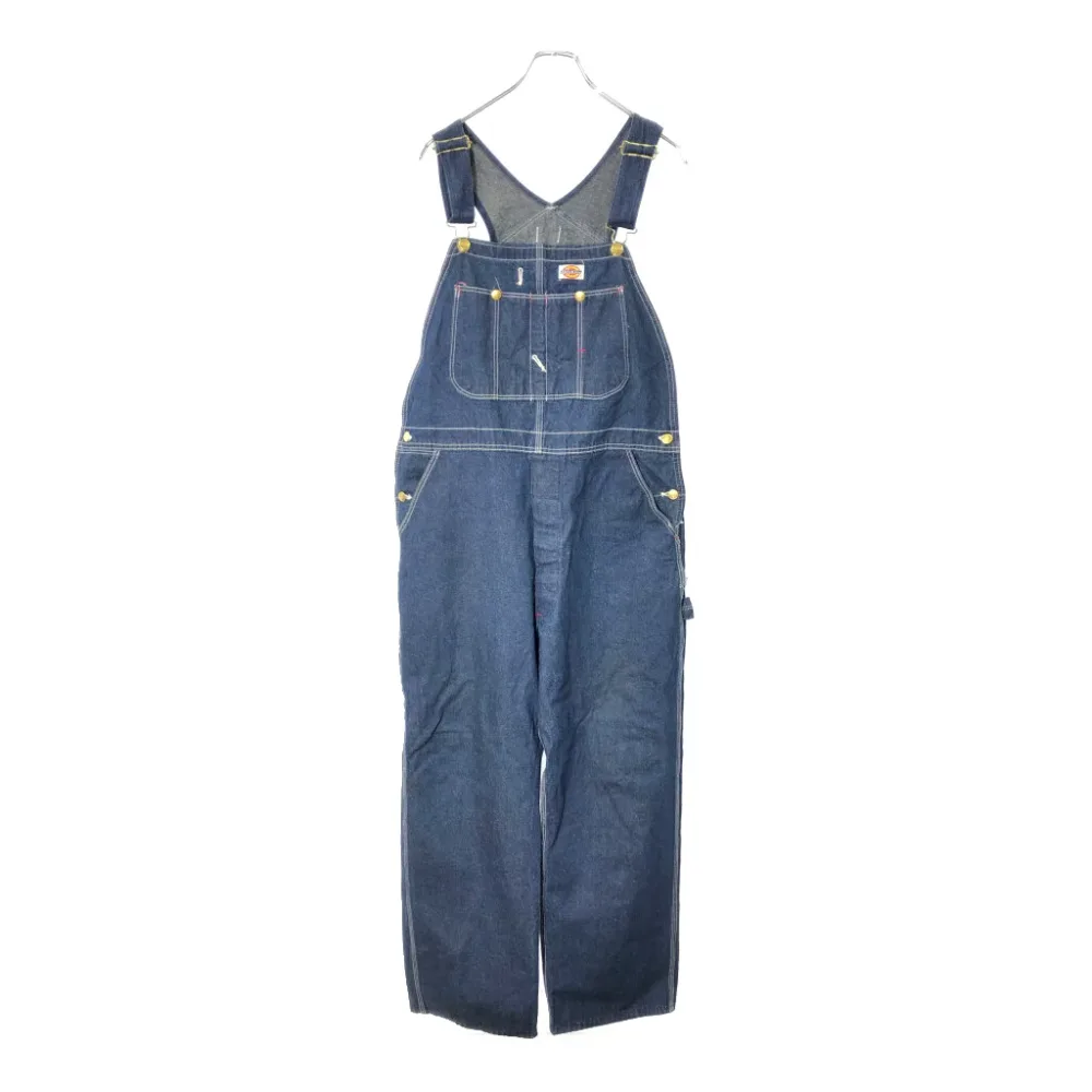 90年代 USA製 Dickies ディッキーズ デニム ビブオーバーオール ブルー(メンズ W38 L30)中古 古着 V8408