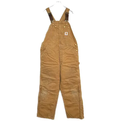 Carhartt カーハート ダック ダブルニー ビブオーバーオール 大きいサイズ ブラウン(メンズ XXL相当)中古 古着 Y9386
